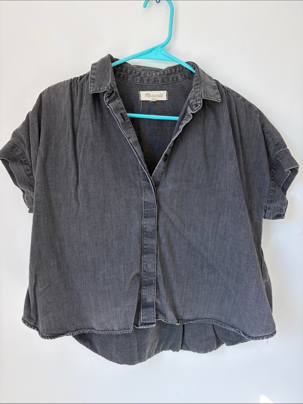Madewell Washed Charcoal Button-Front Short-Sleeve Shirt